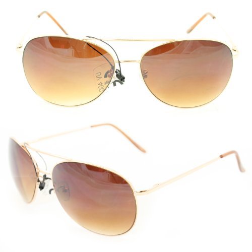 SWG eyewear Aviator Fashion Sunglasses 25 Gold Lightweight Metal Frame Amber Gradient Lens for Women and Men
