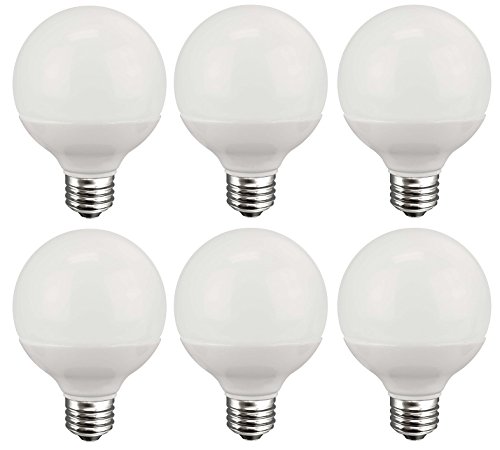 Pack Of 6 9 Watt CFL G25 Vanity Globe 40 Watt Equivalent Daylight 6500K Covered Decorative Globe Light Bulb