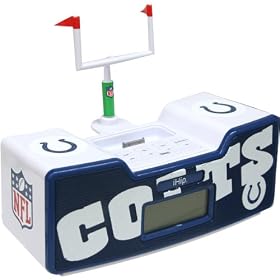 Click here to buy NFL Indianapolis Colts Dual Alarm Clock Radio Ipod Dock.