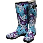 Blue Purple Flower Festival Buckle Wellington Boots