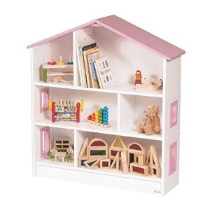 Kids Children's Pink Doll House Bookshelf Toy Storage Shelves by Guidecraft