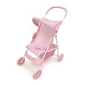 Pink and White Umbrella Stroller for 18 Doll by Badger Basket