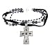 Jewelry : Beaded Necklace with Ribbon and Cross Pendant - 16"