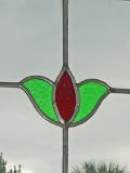 Red Rosebud Antique Stained Glass