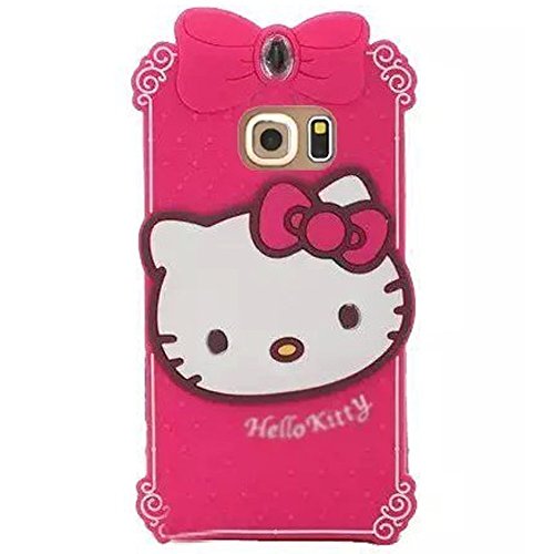 Galaxy S6 Silicone Case,Galaxy S6 Cartoon Case,MODEFAN 3D Cute Animal Series Hello Kitty Silicon Gel Rubber Case Cover Skin for Samsung Galaxy S6 (Hot Pink Crystal Hello Kitty)