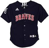 MLB Boys' Atlanta Braves Screen Print Baseball Jersey, Dark Navy, X-Large