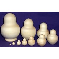 10 Pieces Russian Plain Unpainted Nesting Doll Paint Yourself u-510.6