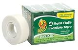 Duck Acid Free Invisible Stationery Tape, Matte Finish, 4 Refill Rolls, 3/4 in. W x 1000 in. L, 00-21064