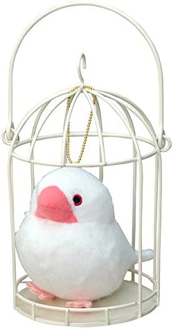 Soft and Downy Basket Mascot Soft Stuff Plush Doll Ball Chain white Java Sparrow