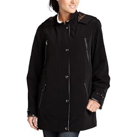 Liz Claiborne Ladies Short Faux Silk Zip Out Warmer Hooded Jacket