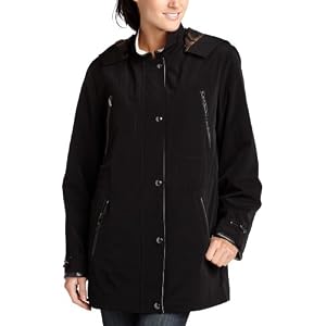 Liz Claiborne Ladies Short Faux Silk Zip Out Warmer Hooded Jacket