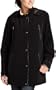 Liz Claiborne Women's Short Faux Silk Zip Out Warmer Hooded Jacket,Black,Medium
