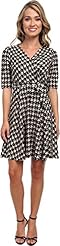 Wrap Houndstooth Print  Dress