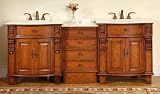 LUXExclusive Double Sink Antique Vanity W84-LUX-H-229-84. W84'' x D22'' x H36'', Antique Oak, Wood