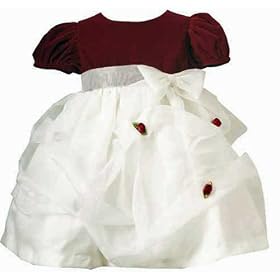 Rare Editions Infant Toddler Girls Burgundy Velvet and White Boutique Holiday Christmas Party Dress