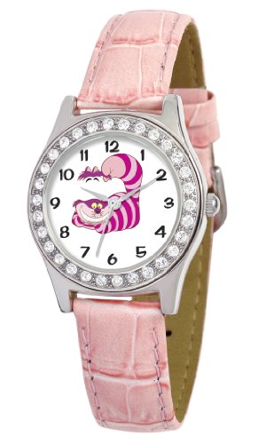 Disney Women's D1499S016 Queen Collection Cheshire Cat Pink Leather Strap Watch
