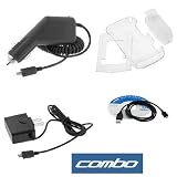 Transparent Clear Crystal Snap-on Hard Case with Belt Clip + Rapid Car Charger + Home Travel Charger + USB Data Cable for Verizon Motorola Adventure V750 Cell Phone