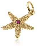 14k Yellow Gold and Ruby Starfish Charm