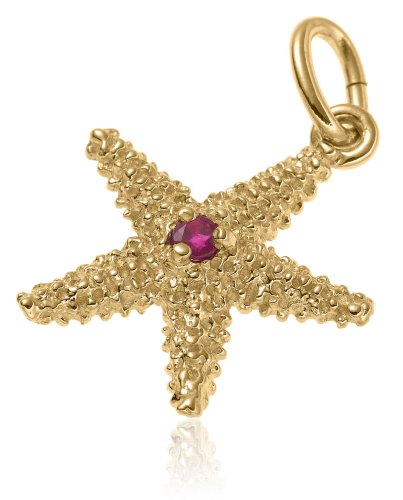 Childrens Toyshop  Jewelry : 14k Yellow Gold and Ruby Starfish Charm
