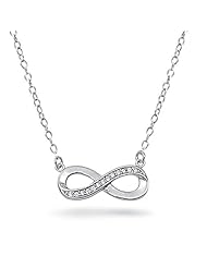 Valentines Day Gifts Bling Jewelry Half Pave CZ Infinity Necklace 925 Silver