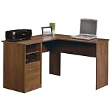 Sauder Camber Hill Desk with Return in Sand Pear