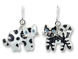 Feline Friends Black & White Sterling Silver & Enamel Earrings by Zarah