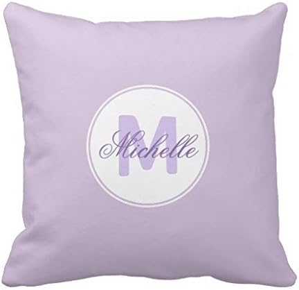 Name And Monogrammed Simple Medallion On Lilac Throw Pillow Case