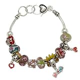 Mother - Silver with Multi Colored Murano Glass Beaded Pandora Style Mom Theme Charm Bracelet Fashion Jewelry