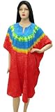 Eye Catching Orange Red Allover Printed Short Plus Size Kaftan Caftan Cover up Valentine's Day Gift