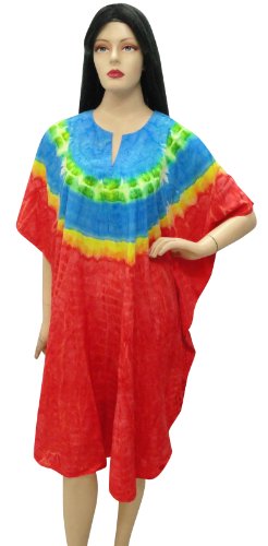 Ethnic TIE DYE allover printed Short Plus Size Kaftan Caftan Cover Up