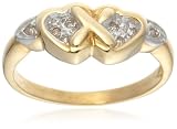 9ct Yellow Gold AMR298645 Ladies 0.05ct Diamond Double Heart Ring