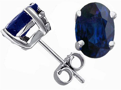2.00 cts Oval Sapphire Earring Studs - 14kt White or Yellow Gold LIFETIME WARRANTEE