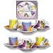 6pc Espresso Coffee Cups and Saucers in a Cat Design in presentation box.