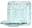 Clear Recycled Spanish Textured Glass Small Square Salad Bowl 7.5"D 10oz Set / 2