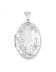 Sterling Silver Floral Oval Locket