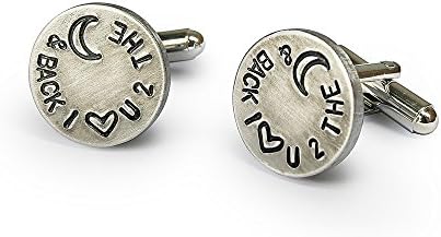 Handmade I love you to the moon and back engraved cufflinks anniversary gift for husband