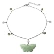 Springtime Jade Butterfly Beaded Bracelet in Platinum Overlay CAREFREE Sterling Silver 6.5" with 1" Chain Extender