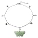 Natural Grade A Jadeite Jade Springtime Butterfly Beaded Platinum Over Sterling Silver Bracelet 6.5" with 1" Chain Extender