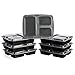 Meal Prep Zone 3 Compartment Food Storage Containers with Lids, Set of 7