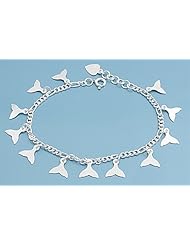 Sterling Silver Fancy Whale Tail Shape Charms Bracelet