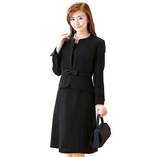 【B-GALLERY】ノーカラージャケットと前開きワンピースアンサンブル(110331308) [ブラックフォーマル 喪服 礼服 葬式 お通夜 かわいい フォーマル スーツ ジャケット ワンピース 前開き 授乳]