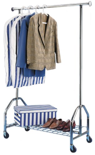 WENKO 4364810100 Kleiderständer Profi - rollbar, bis 100 kg, Stahl verchromt, 120 x 180 x 50 cm