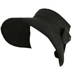 UPF Sun Roll Topless Hat Floppy Visor Adjustable Black