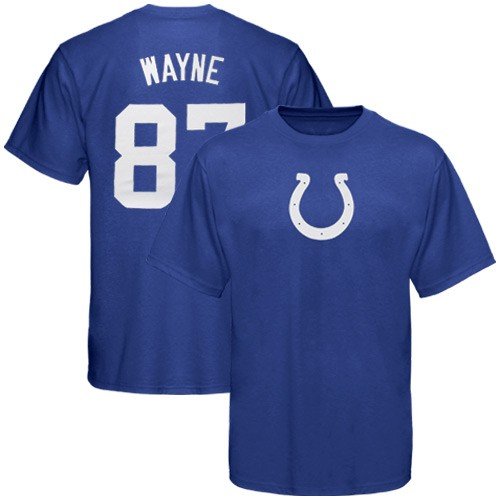 Reebok Indianapolis Colts #87 Reggie Wayne Royal Blue Scrimmage Gear T-shirt (Small)