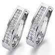 14kt White Gold Dainty Diamond Hoop Earrings