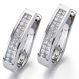 14kt White Gold Dainty Diamond Hoop Earrings