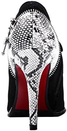 Laikakingdom Women's Fashion Snake Scale Style Thin High Heels Zipper Shoes(8 B(M) US, Black)