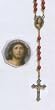 Rose Petal Scented Rosary - Crown of Thorns Centerpiece - Byzantine Cross - 18in. Chain - Matching Case - IMPORTED FROM ITALY