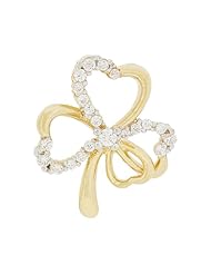 14k Yellow Gold, Good Luck Four Leaf Clover Pendant Charm Brilliant Lab Created Gems