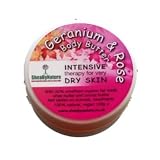 Crème du Corps Intensive avec le Beurre de Karité Pur, Infusé avec des Huiles Essentielles de Geranium et Rose - pour la Peau très Sensible et Sèche 120g